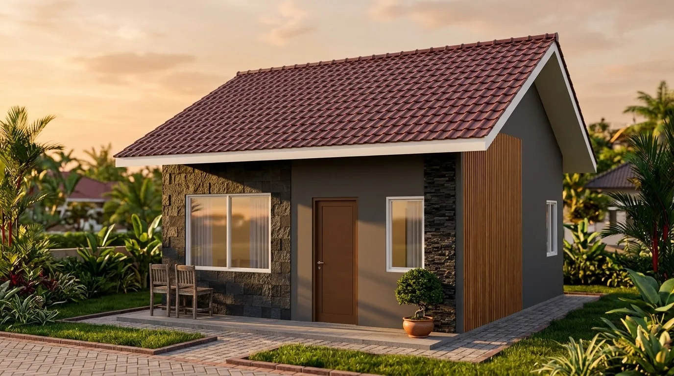 Render AI suasana sore dari model 3D